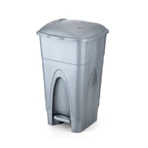 LIXEIRA 65 LT PEDAL PRATA INJEPLAST