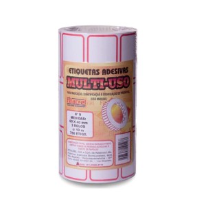 ETIQUETA ADESIVA MULTI-USO *FITACREL N°09 60X40MM PC.3UN BORDA VERM (750ETIQS)