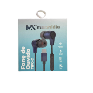 FONE DE OUVIDO IN EAR TIPO C C/MICROFONE - MAXMIDIA