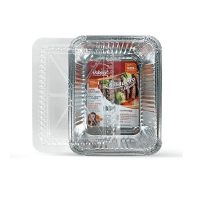 VABENE - MARMITINHA RETANG. ALUMINIO DESC. C/TPA TRANSP  1.000ML PCT C/12UN